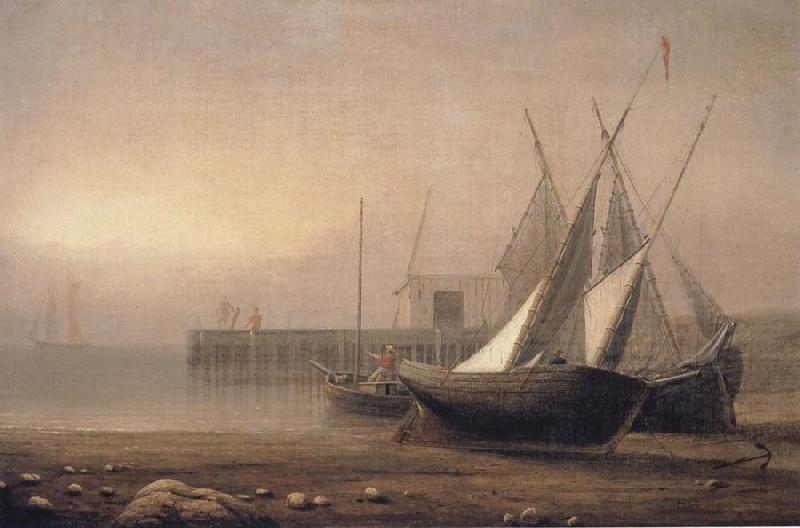 Fitz Hugh Lane Fishing Boats at lowTide Sweden oil painting art